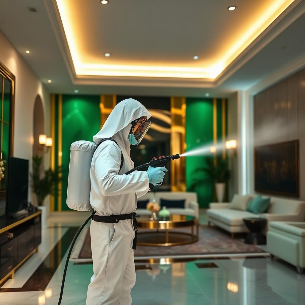 فني مكافحة حشرات يرش مبيدات آمنة في الرياض
